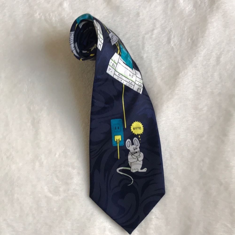 Moseo Blue Computer Mouse Tie